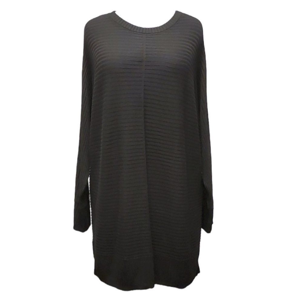 Smooth and Soft Long Black Sweater Tunic with Dolman Sleeves